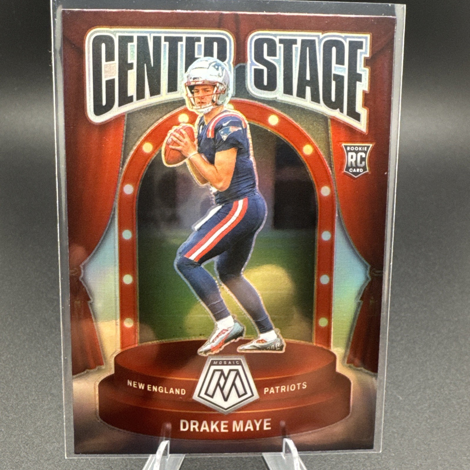 2024 Panini Mosaic #11 DRAKE MAYE Center Stage Silver Prizm RC Patriots Rookie