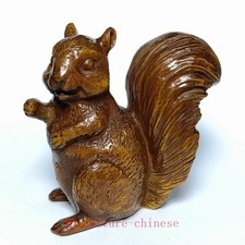 2.7 Inch Old Chinese Boxwood Hand Carved Squirrel Statue Netsuke Gift Collection