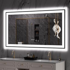 Tempered Glass, Memory Function, Lighted Bathroom Vanity Mirror for Wall, D