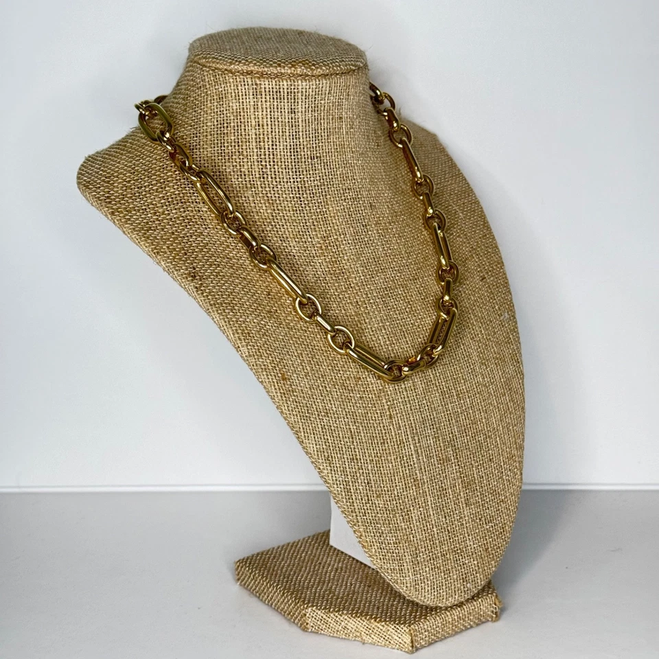 Collar de eslabones PaperClip cadena pesada tono dorado Foto 3 de 4