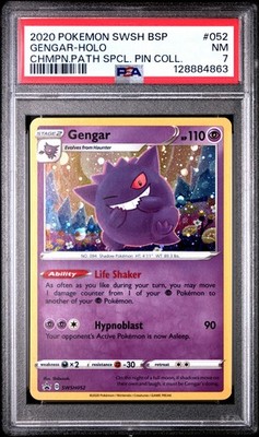 POKEMON CHAMPION'S PATH SPECIAL PIN COLL. GENGAR #SWSH052 PSA 7 NM