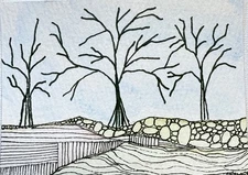 ACEO OOAK Mixed Media Watercolor Miniature Art 2.5inx3.5in Painting