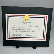 President George HW Bush Official White House Wedding Anniversary Congrats Card