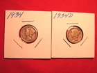 1934 AND 1934D, MERCURY DIMES, SILVER, FREE SHIPPING (#477D)