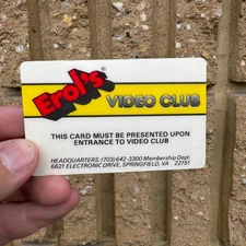 Original Vintage Laminated EROL'S Video Membership Card Video Rental Store VHS