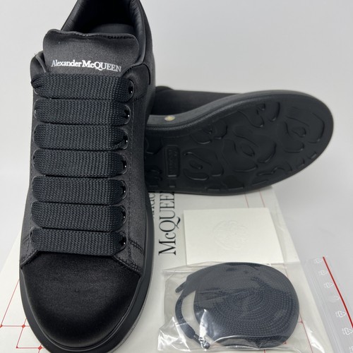 Alexander McQueen Women's Oversized Silk Sneakers Size 39 EU/ 9 US Triple Black - Picture 8 of 9