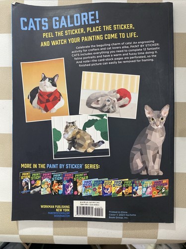 Paint by Sticker Book Cats Create 12 Images One Sticker at a Time 12.5x9" - Imagen 6 de 16