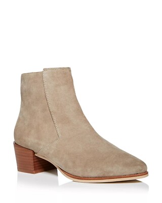 $450 RAG & BONE Rover Zip Mid Heel Booties ALMOND  BLOCK TAUPE GREY 37.5  (DA17)