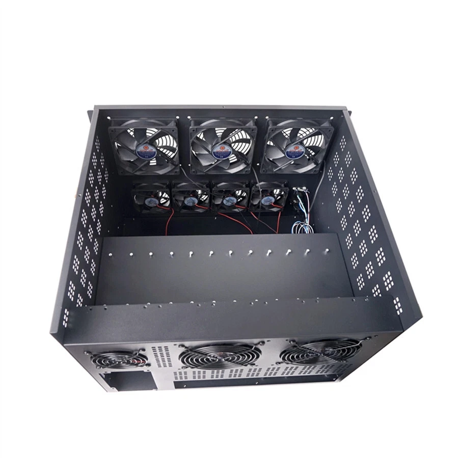 New 6 GPU Graphics Cards Computer Frame Case Rack Box with 10Pcs Fans USA Stock - Image 3 of 4