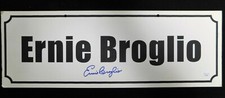 Ernie Broglio Signed 7x20 Name Plate Convention Sign JSA Authenticated