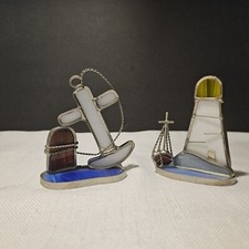 Nautical Stained Glass Vintage Lighthouse Ship Anchor