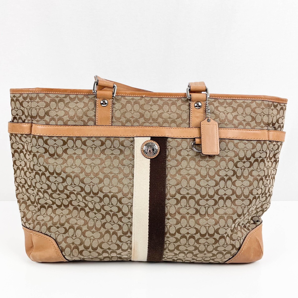 Coach Brown Tan Canvas Leather Logo Diaper Bag | eBay