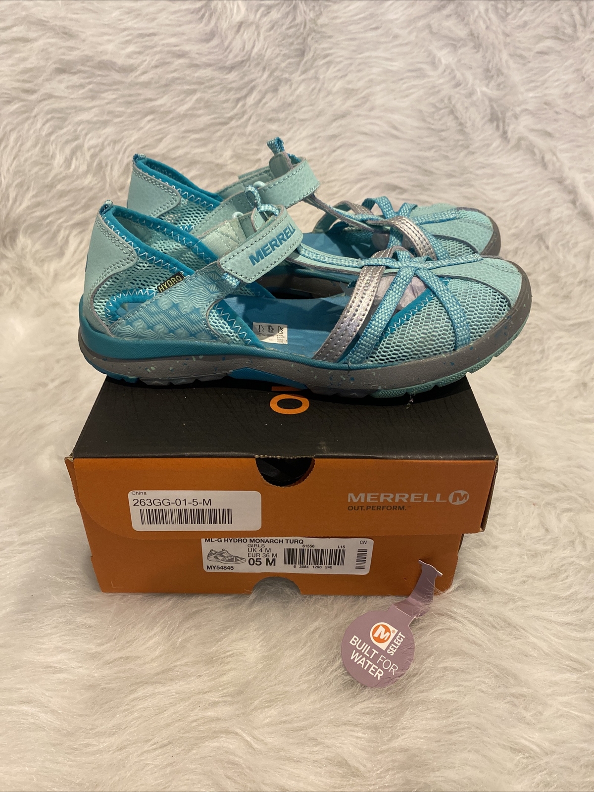 Merrell Big Kids Ragazze Taglia 5 M Hydro Monarch Sandalo Turchese Blu
