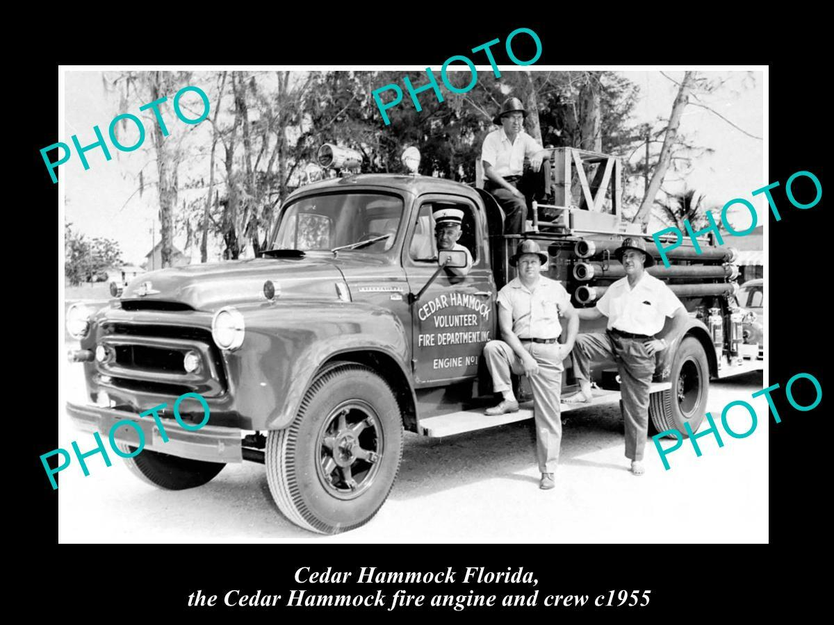 OLD 8x6 HISTORIC PHOTO OF THE CEDAR HAMMOCK FIRE DEPARTMENT c1955