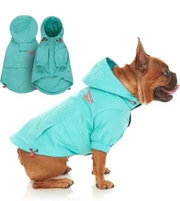 Reebok Dog Raincoat Size XXL Mint Green Hoodie Lightweight