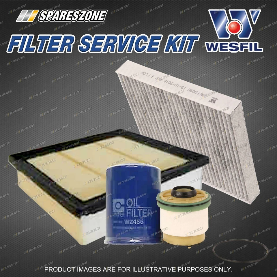 Wesfil Oil Air Fuel Cabin Filter Service Kit for Mitsubishi Triton 2.4L TD 4N15