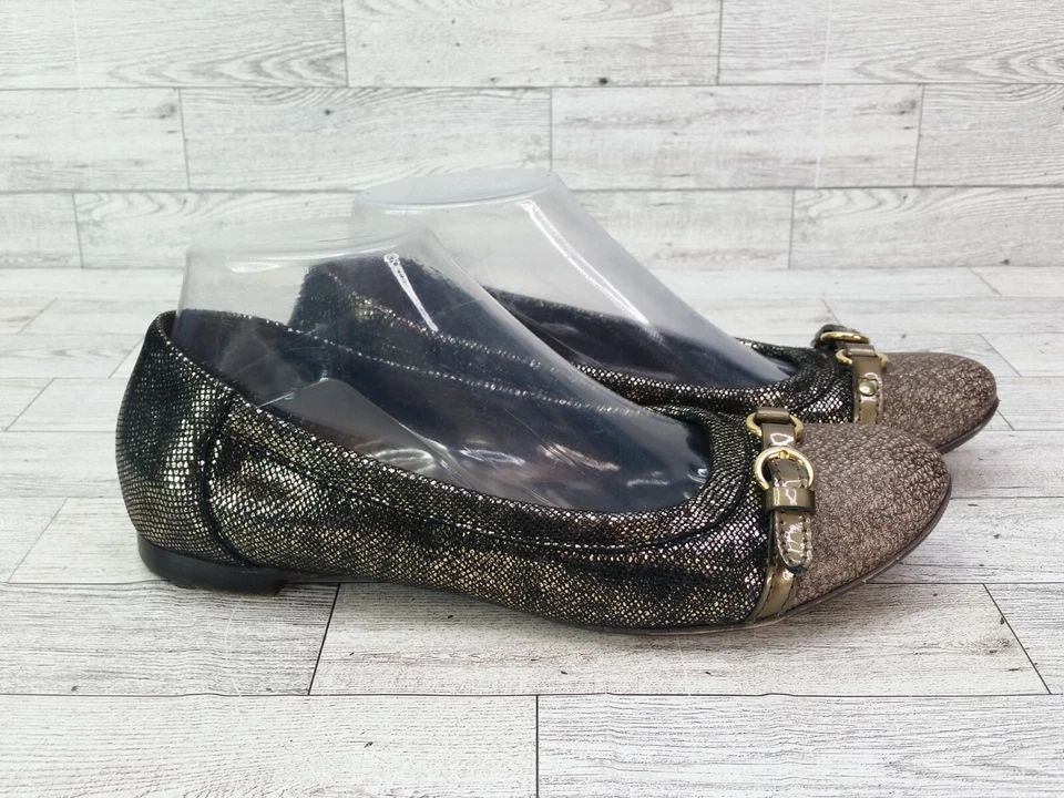 Женские AGL Monika плоскостях кожаный крышка носок плоскостях туфли размер 38,5 США 8,5 мерцающий - Изображение 2 из 4