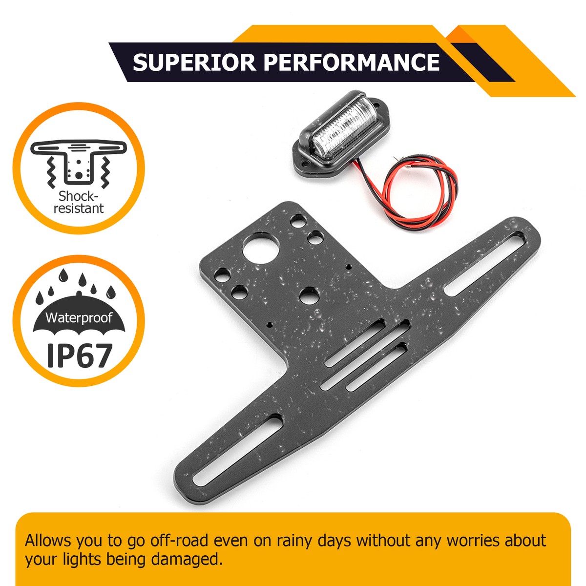 ATV/UTV Universal 6-LED Lighted License Plate Holder For Polaris
