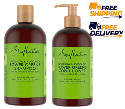 Shea Moisture Power Greens Shampoo und Conditioner Moringa Avocado 384ml 
