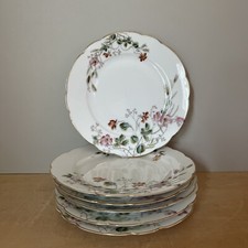 Lot 6 Petites Assiettes Décor Floral Porcelaine Limoges Haviland CFH GDM Ø20cm