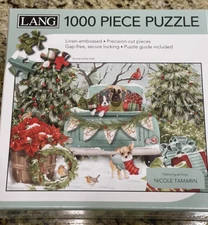 Lang Companies,  Merry Dogs 1000 Piece Luxe Puzzle Art Guide Included NEW SEALED