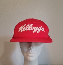 1988 Kellogg's Mesh Puff Print Snapback Hat Trucker Cap Red USA Made (H3)