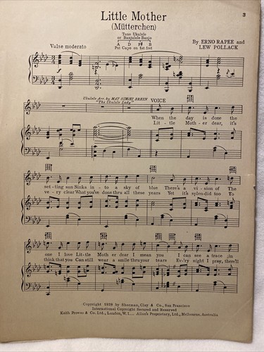 1928 LITTLE MOTHER Sheet Music FOUR SONS by Erno Rapee, Lew Pollack - Picture 5 of 5