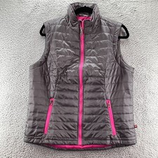 Charles River Apparel Vest Women's Size Large Gray Pink Radius Quilted Full Zip