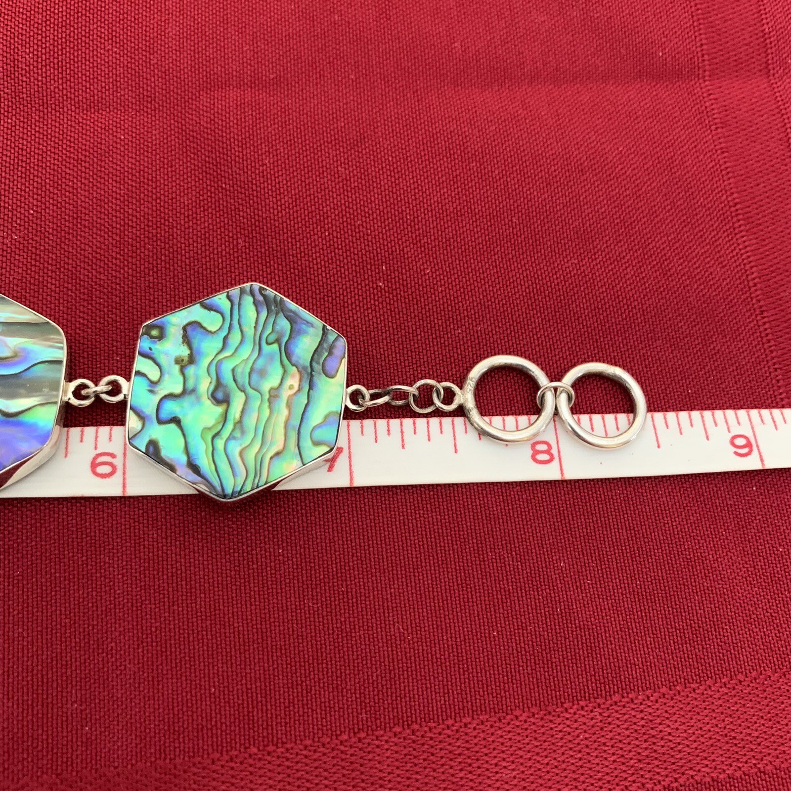 Sterling Silver Abalone Shell Link Toggle Bracele… - image 9