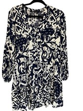 Zara Mini Dress Navy Blue And Cream Womens Size Large Bohemian