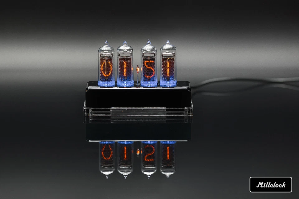 IN-14 NIXIE TUBE CLOCK ASSEMBLED ACRYLIC ENCLOSURE ADAPTER 4-tubes by MILLCLOCK - Image 2 of 4