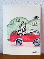 Vintage Karen Lyn's Blue Mountain Arts "Cow's It Goin'?" Greeting Card
