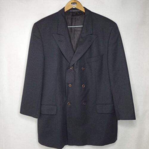 Vintage Hugo Boss Double Breasted Wool Jacket Blazer Mens 40R USA MADE Charcoal - Picture 1 of 10