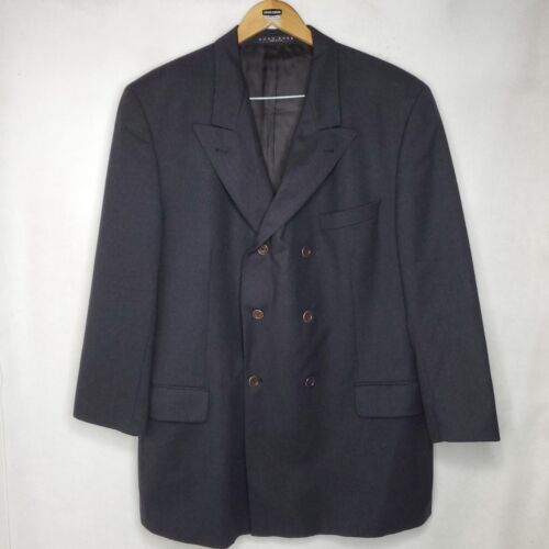 Vintage Hugo Boss zweireihige Wolljacke Blazer Herren 40R HERGESTELLT IN DEN USA anthrazit - Bild 1 von 10