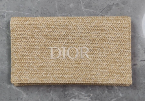 Christian Dior DIORIVIERA Pouch Clutch Bag Novelty Rattan Beige w/Box 23×14cm - 第 1/4 張圖片