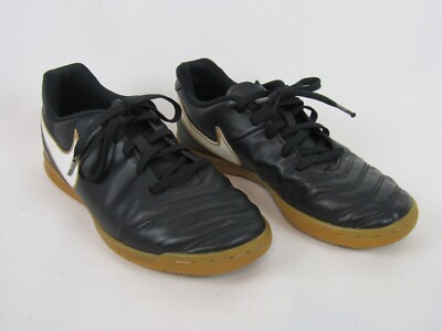 Youth Nike Tiempo X Soccer Shoes-Size 4.5Y-819196-010-Black-2016-EUC