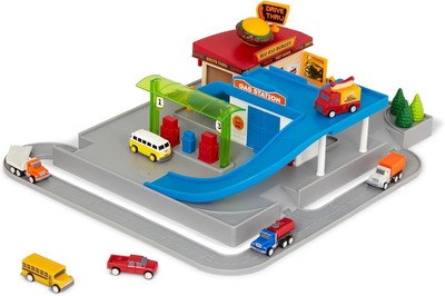 Driven by Battat   25pc Drive-Thru Playset   Mini Cars Included   Buildings, &  