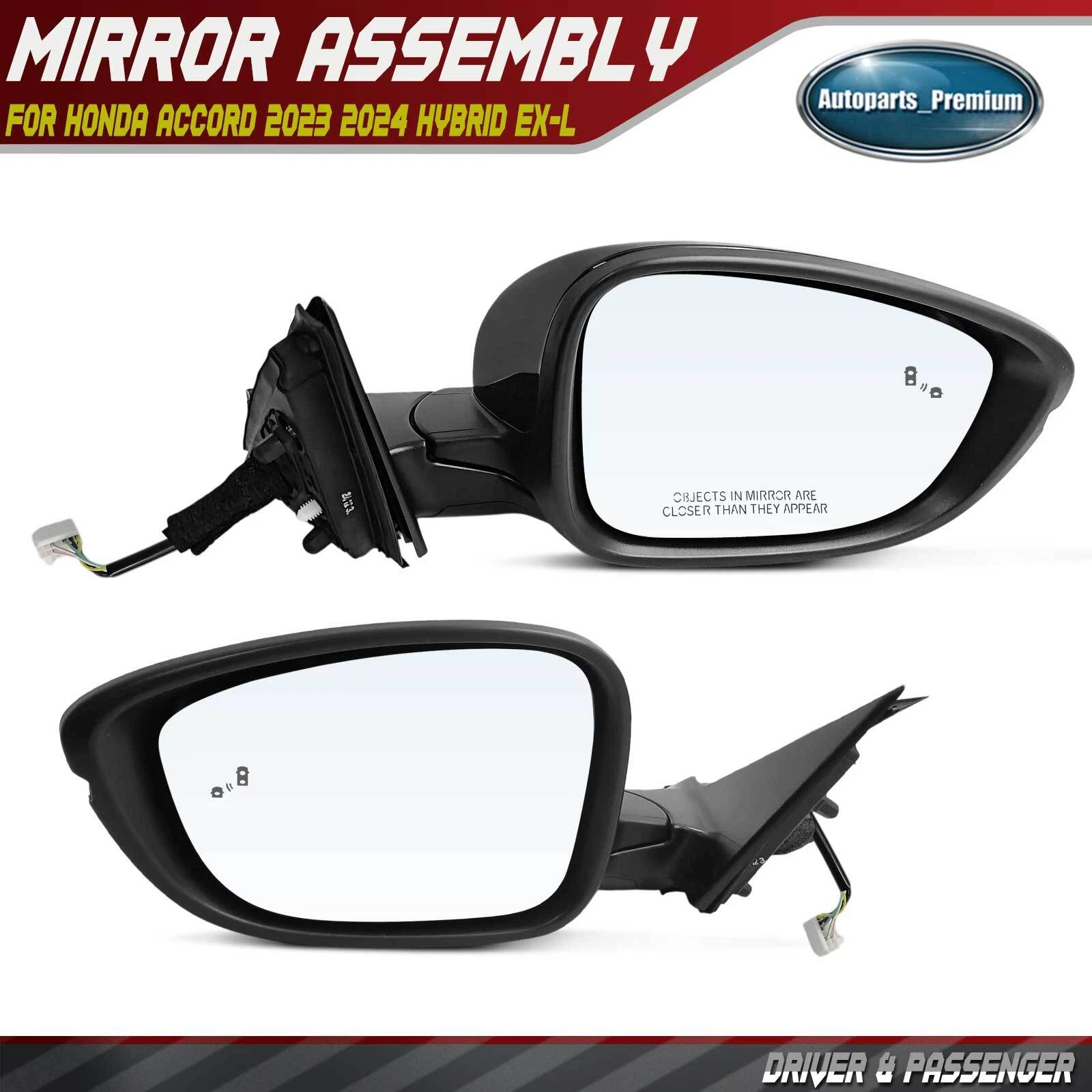 Pair Power Mirror with Signal Light Blind Spot Heated for Honda Accord 2023-2024