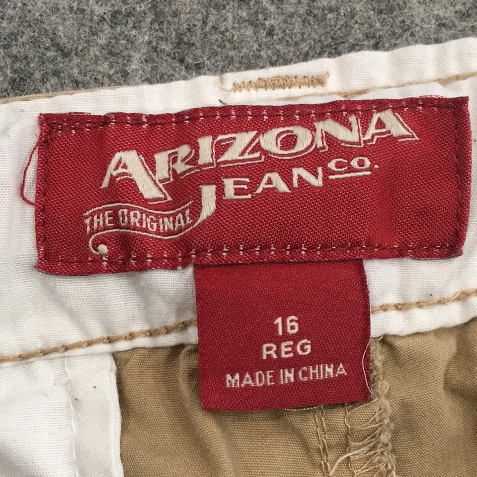 Pantalones Cortos Arizona Jean Boy Talla 16 Tostados Frente Plano Ligeros 100% Algodón Foto 4 de 4