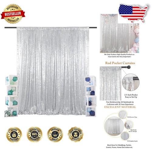 Stunning 5FT x 10FT Silver Sequin Backdrop for Birthdays & Celebrations