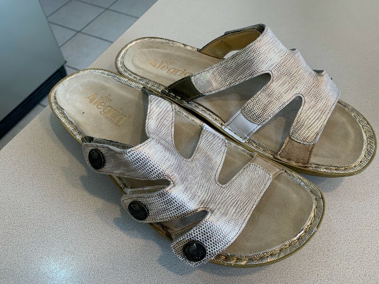 alegria gold sandals