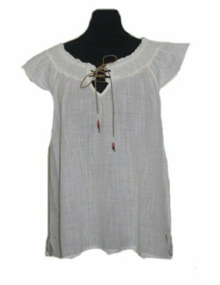S3) BLUSE VERTIGO GIRL OFFWIHITE WEISS WLD KURZARMBLUSE Gr. S 36 NEU