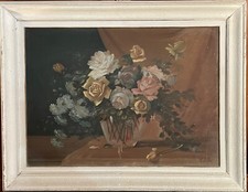 Dipinto tempera su tavola, Vaso di fiori, R. Baldi