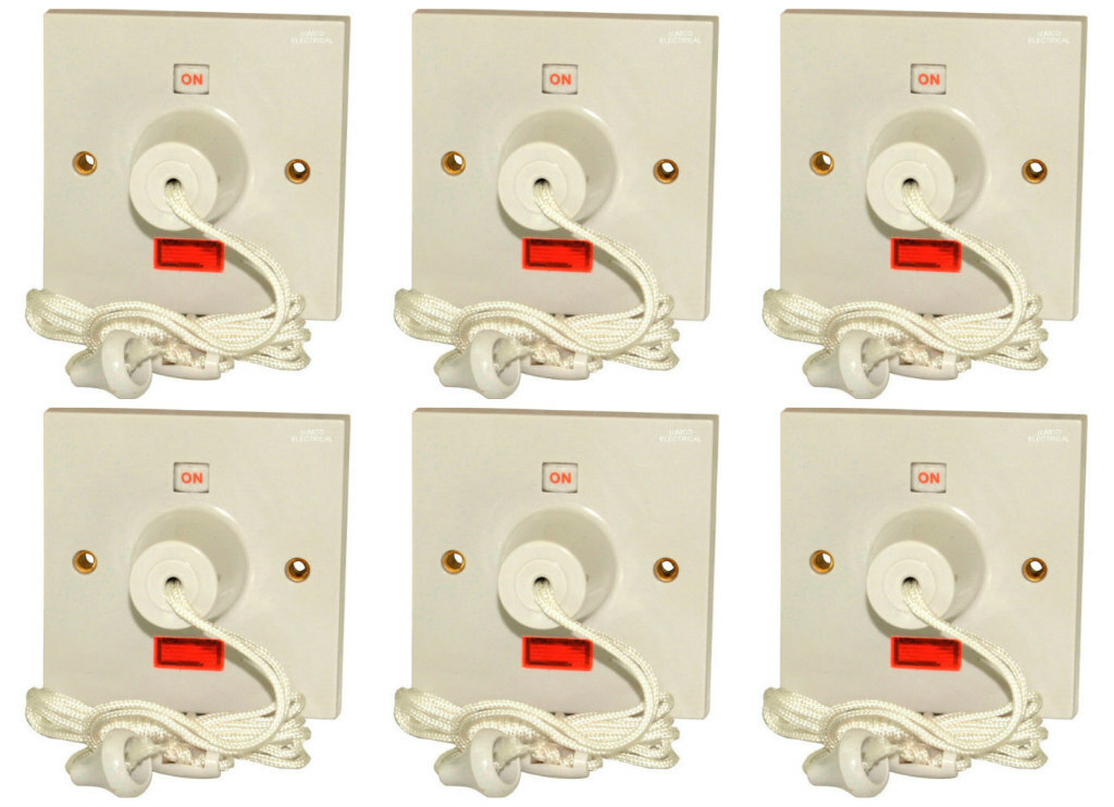 6 x Shower Ceiling Pull Switch 50 amp Double Pole Isolator Switches
