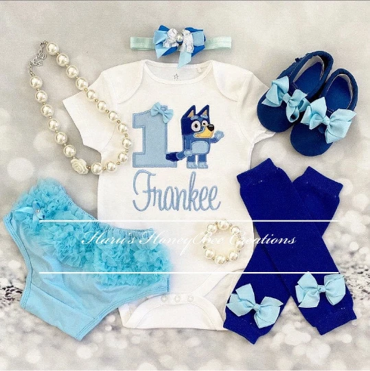 3pc set Bluey Inspired Birthday outfit