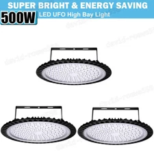 3 Pack 500W UFO Led High Bay Light Factory Warehouse Commercial Led Shop Lights