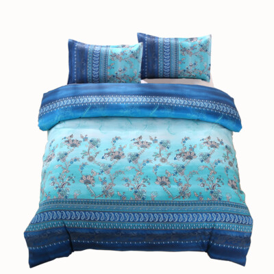 3D Line Floral Geometry Pattern Blue Quilt Cover Set Bedding Sets Pillowcases 64