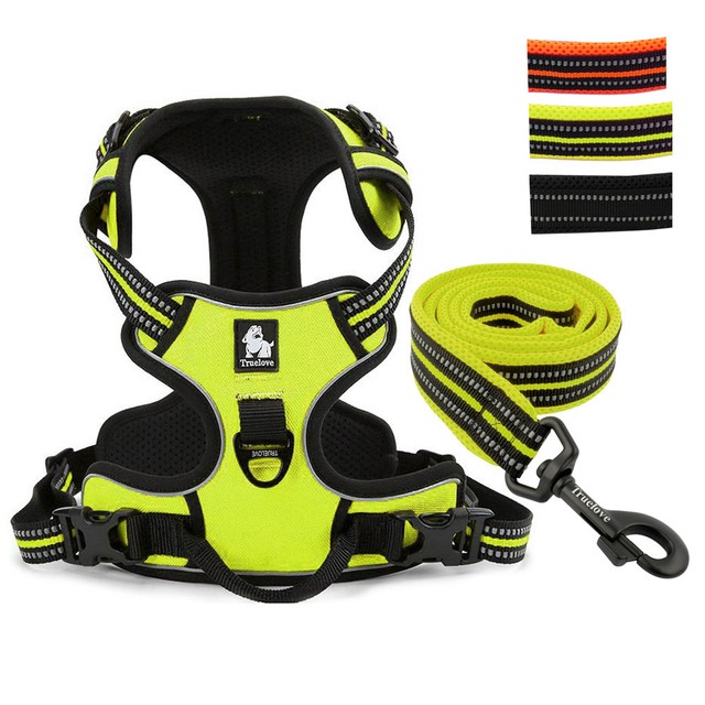 Truelove Nopull Dog Harness &Leash Reflective Pitbull Rottweiler