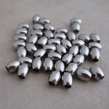50 stainless steel beads 5mm x 4mm oval barrel hypoallergenic