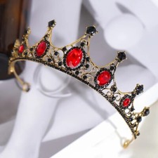 Vintage Baroque Crown Ruby Red Goth Tiara Dark Goth Queen Prom gift black